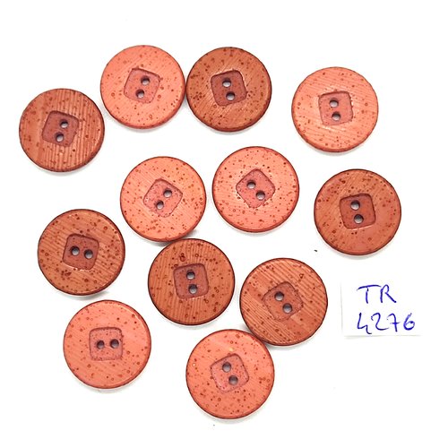 12 boutons en résine marron - 18mm - tr4276