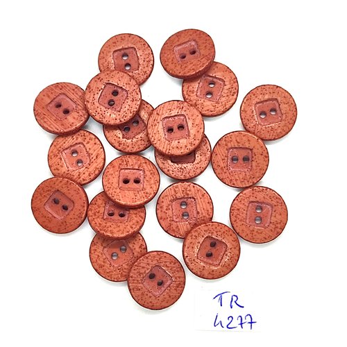 19 boutons en résine marron - 15mm - tr4277