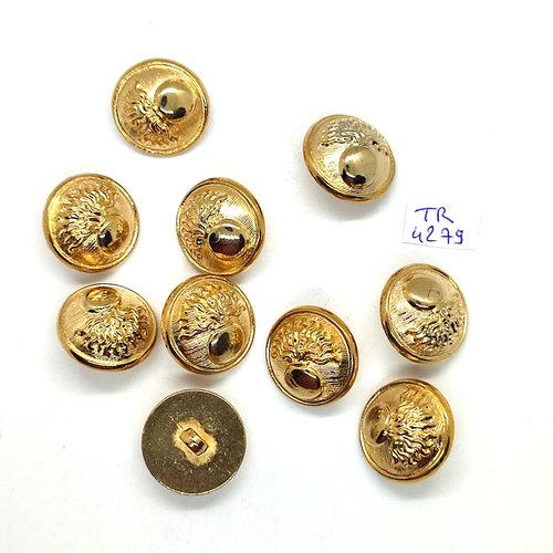 10 boutons en résine doré - 21mm - tr4279