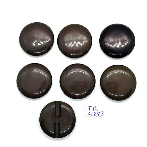 7 boutons en résine marron - 30mm - tr4283
