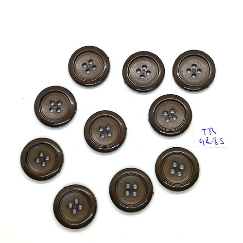 10 boutons en résine marron - 22mm - tr4285