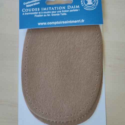 Lot 2 coudes imitation daim - a coudre ou thermocoller - tabac (marron)