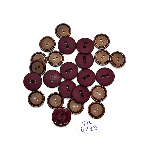24 boutons en résine marron et violet - entre 8mm et 15mm - tr4289