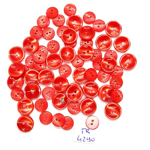 66 boutons en résine rouge et rose - 10mm et 13mm - tr4290