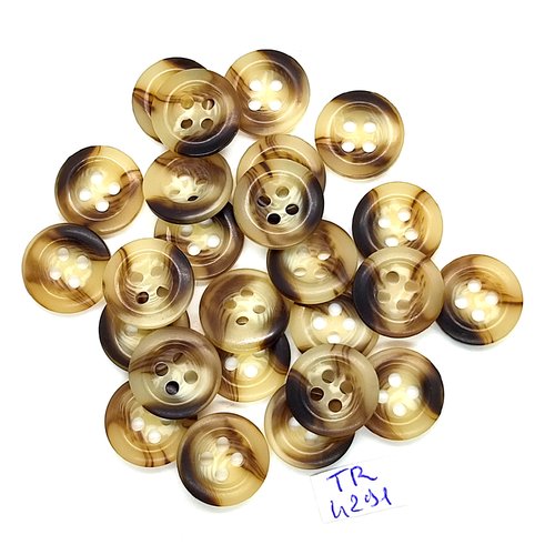 25 boutons en résine marron et beige - 15mm - tr4291