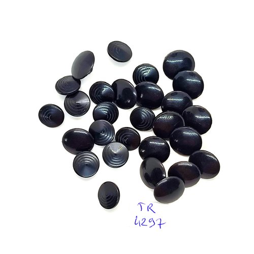 28 boutons en résine noir - 14mm et 12mm - tr4297