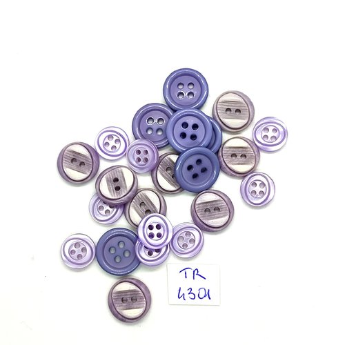 23 boutons en résine lilas - 15mm - 13mm et 11mm - tr4301