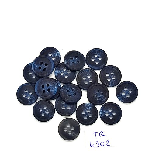 19 boutons en résine gris foncé / bleu - 14mm - tr4302