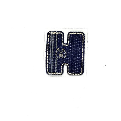 Lettre alphabétique h - thermocollant - bleu foncé