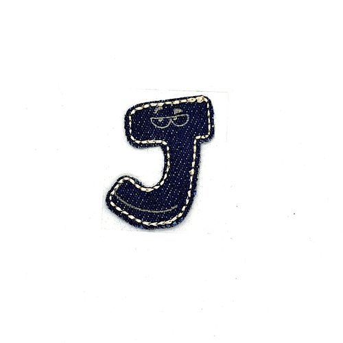Lettre alphabétique j - thermocollant - bleu foncé