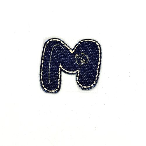 Lettre alphabétique m - thermocollant - bleu foncé