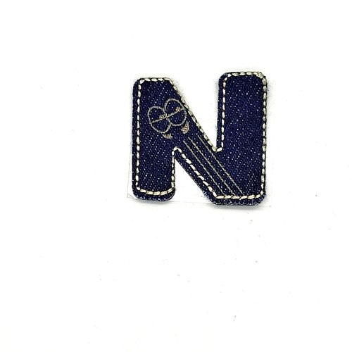 Lettre alphabétique n - thermocollant - bleu foncé