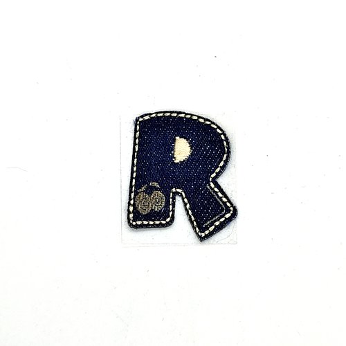 Lettre alphabétique r - thermocollant - bleu foncé
