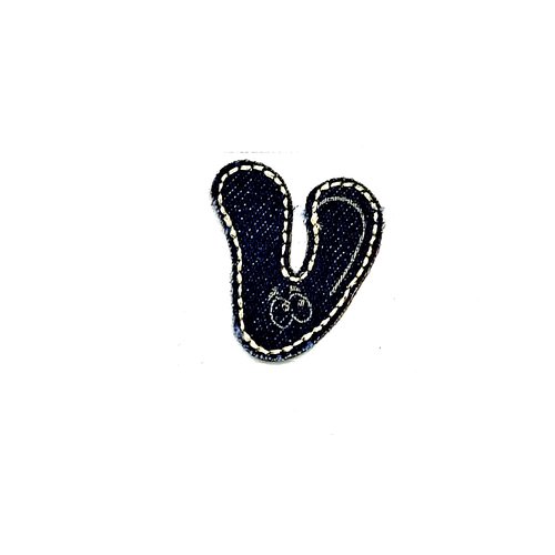 Lettre alphabétique v - thermocollant - bleu foncé