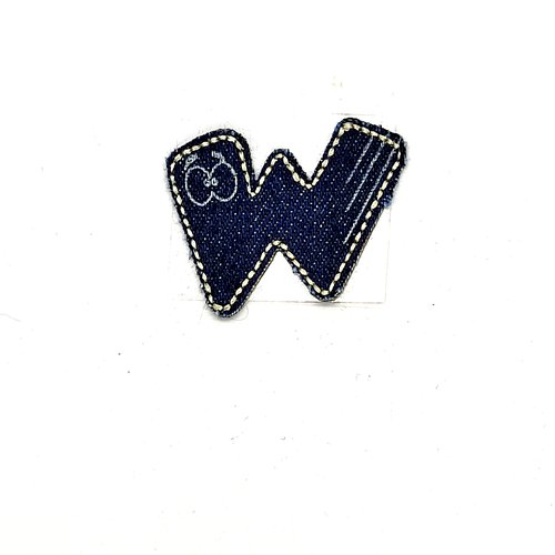 Lettre alphabétique w - thermocollant - bleu foncé