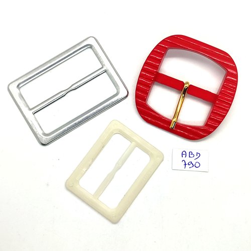 3 boucles de ceinture en résine et aluminium - abd790