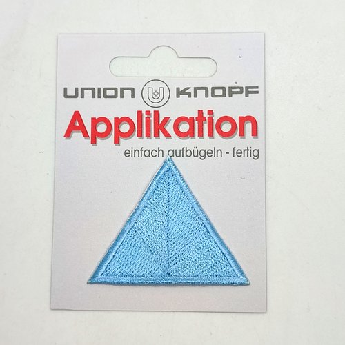 1 thermocollant / écusson à coudre bleu clair - triangle - 4,5cm