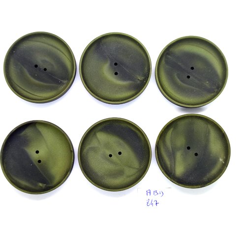 6 boutons en résine vert - vintage - 44mm - abd847