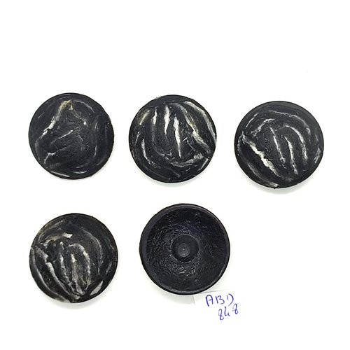 5 boutons en résine gris - vintage - 30mm - abd848