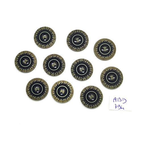 10 boutons en résine marron et vert - 18mm - abd794