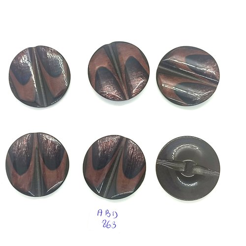 6 boutons en résine marron - 34mm - abd863