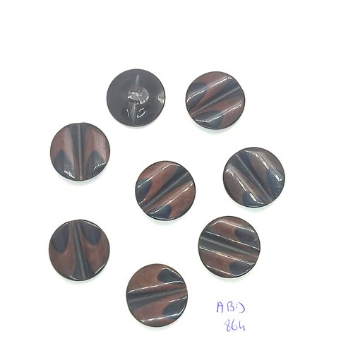 8 boutons en résine marron - 22mm - abd864