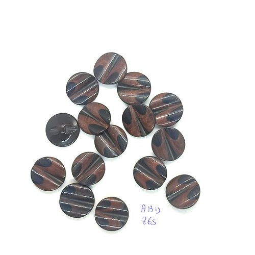 15 boutons en résine marron - 18mm - abd865