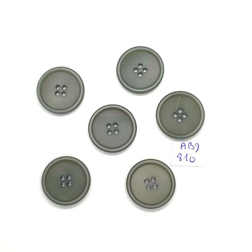 6 boutons en résine gris - 22mm - abd810