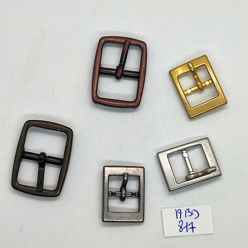 5 boucles de ceinture en métal doré argenté bronze et cuivre - taille diverse - abd817