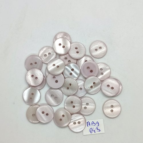 30 boutons en résine rose très pale - 14mm - abd843