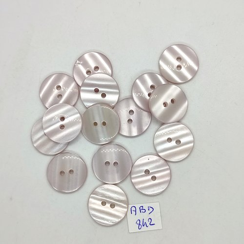15 boutons en résine rose très clair - 18mm - abd842