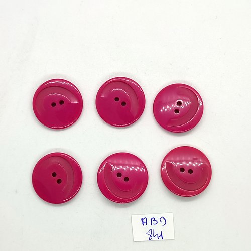 6 boutons en résine fuchsia - 23mm - abd841