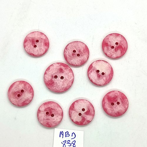 9 boutons en résine rose - 15mm et 18mm - abd838