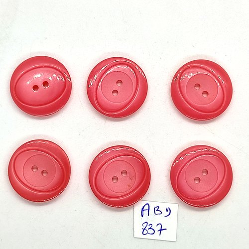 6 boutons en résine rose - 21/22mm - abd837
