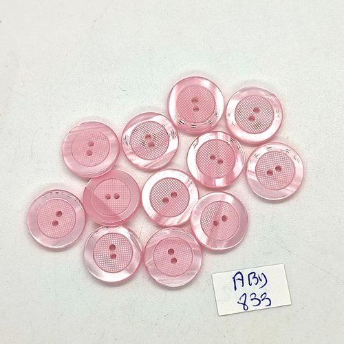 12 boutons en résine rose - 15mm - abd833