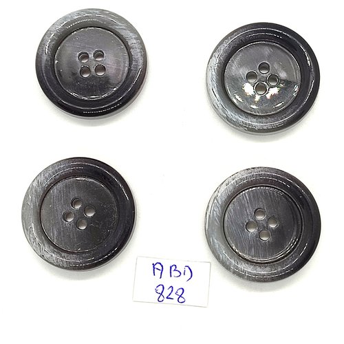 4 boutons en résine gris - 27mm - abd828