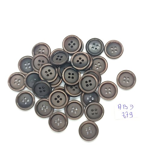 33 boutons en résine marron - 15mm - abd879