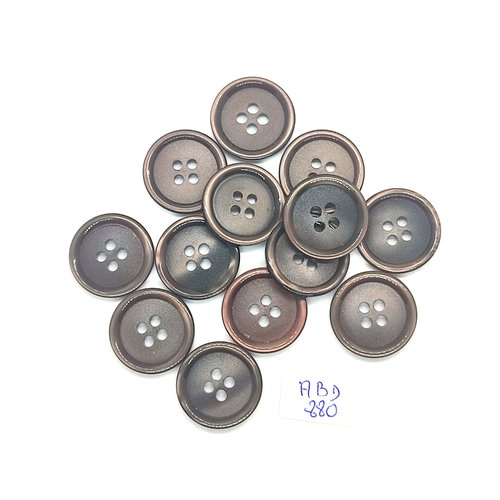 13 boutons en résine marron - 19mm - abd880