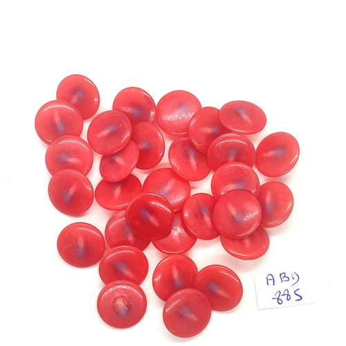 30 boutons en résine rouge clair - 15mm - abd885
