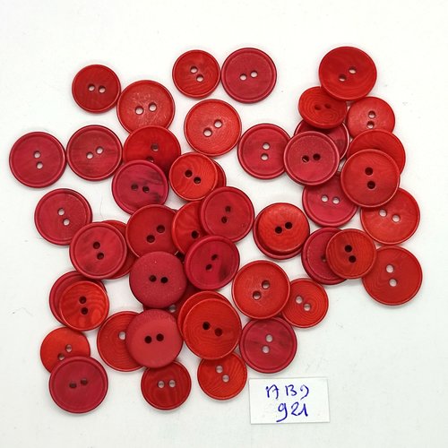 49 boutons en résine rouge foncé - 12mm et 19/20mm - abd921