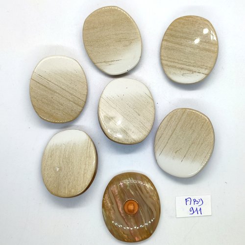 5 boutons en résine beige - 27mm et 17mm - abd911