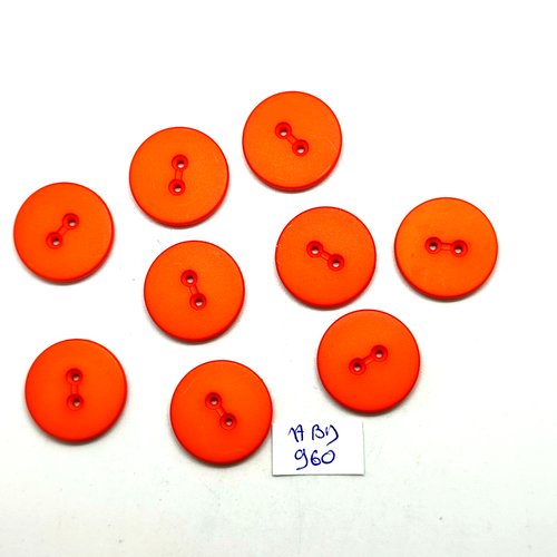 9 boutons en résine orange foncé - 23mm - abd960