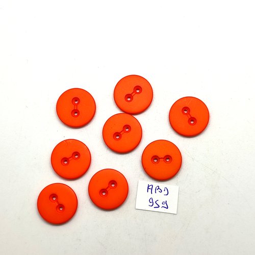 8 boutons en résine orange foncé - 18mm - abd959