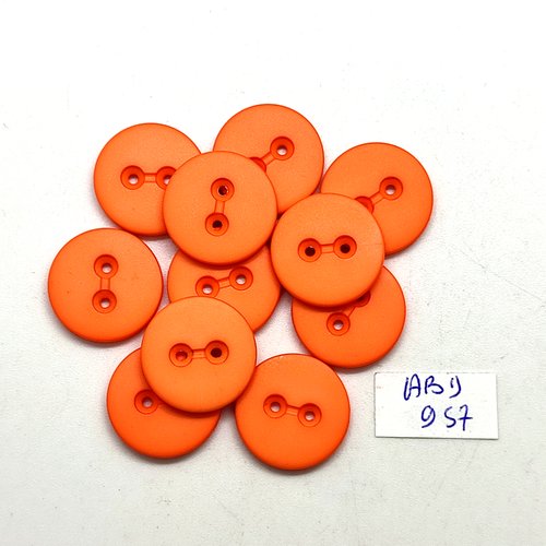 11 boutons en résine orange - 18mm - abd957
