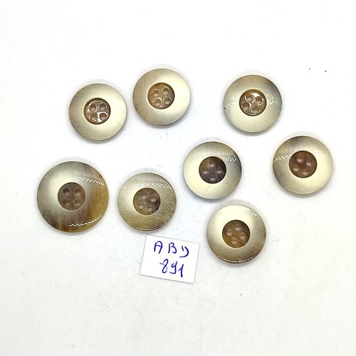8 boutons en résine beige / marron - 23mm et 18mm - abd891