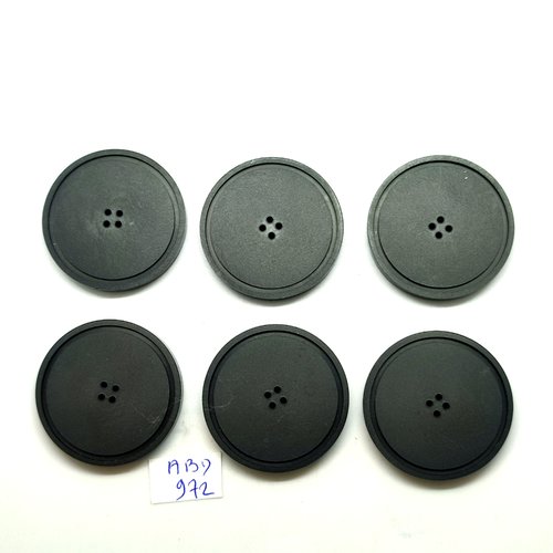 6 boutons en résine gris - vintage - 36mm - abd972