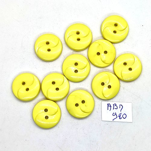 11 boutons en résine jaune - 18mm - abd980