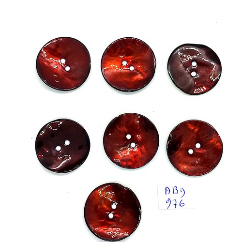 7 boutons en nacre marron - 27mm - abd976