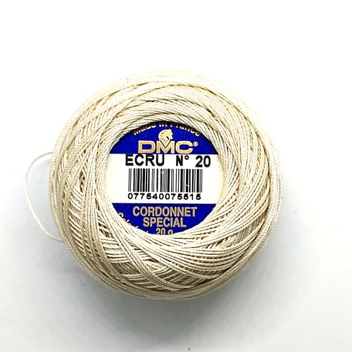 Fil coton pour crochet - cordonnet spécial - écru n°20 - dmc