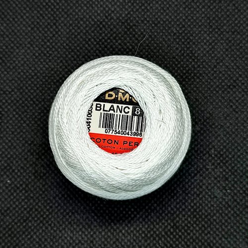 Fil coton pour crochet - coton perlé - blanc n°8 - dmc